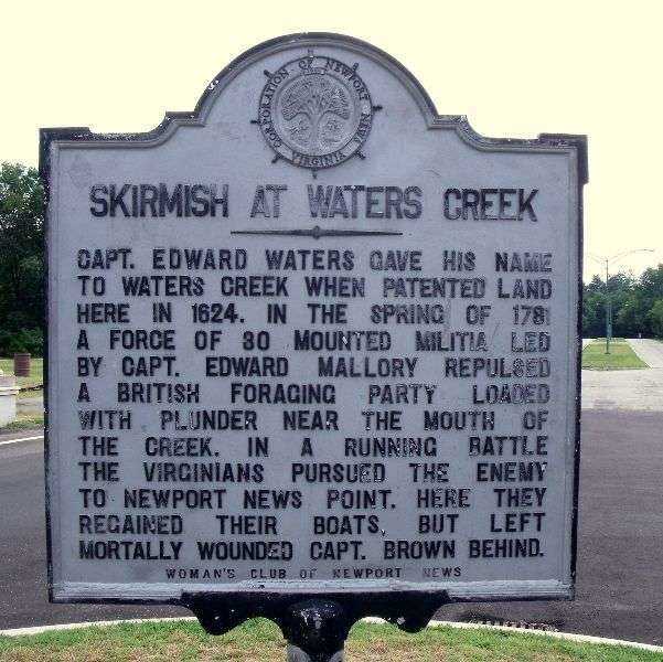 SKIRMISH AT WATERS CREEK REVOLUTIONARY WAR MEMORIAL MARKER