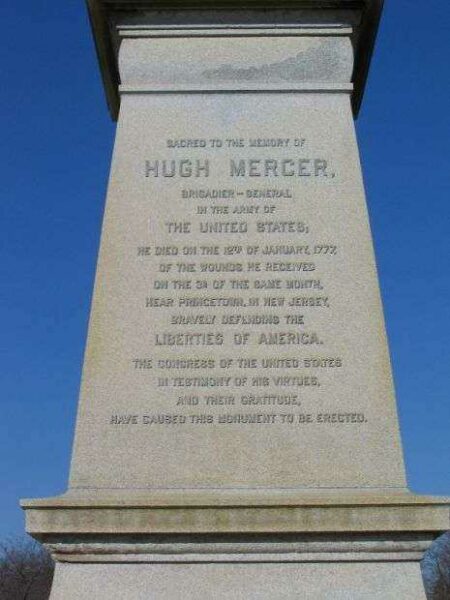 BRIGADIER-GENERAL HUGH MERCER WAR MEMORIAL FACE STONE