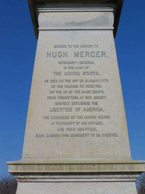 BRIGADIER-GENERAL HUGH MERCER WAR MEMORIAL FACE STONE