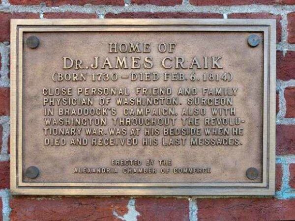 DR. JAMES CRAIK REVOLUTIONARY WAR MEMORIAL PLAQUE