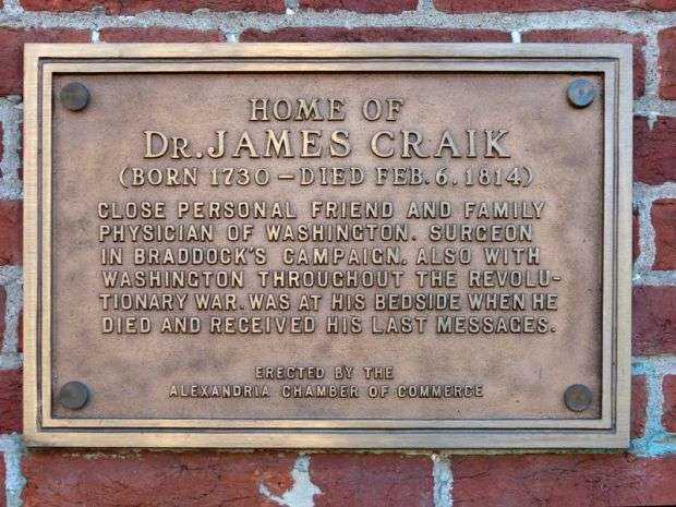 DR. JAMES CRAIK REVOLUTIONARY WAR MEMORIAL PLAQUE