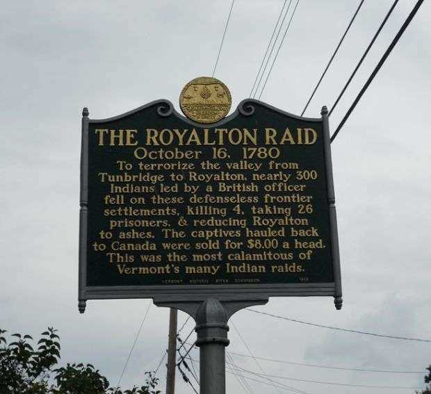 THE ROYALTON RAID REVOLUTIONARY WAR MEMORIAL MARKER