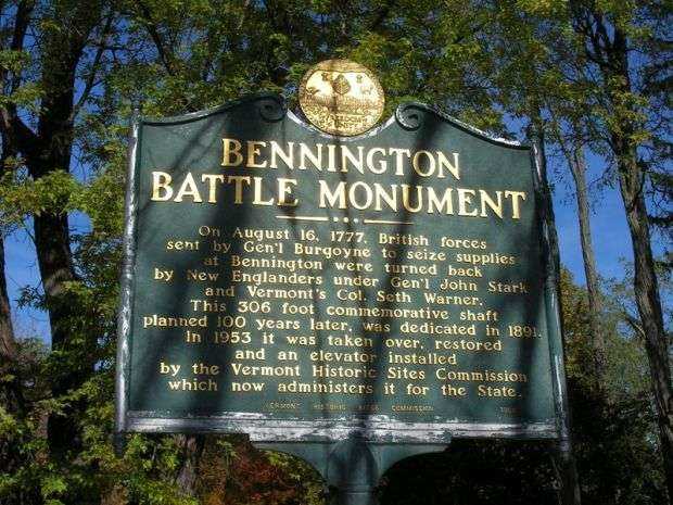 BENNINGTON BATTLE MONUMENT REVOLUTIONARY WAR MEMORIAL MARKER