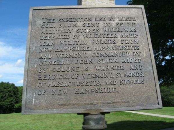BATTLE OF BENNINGTON REVOLUTIONARY WAR MEMORIAL PLAQUE FRONT