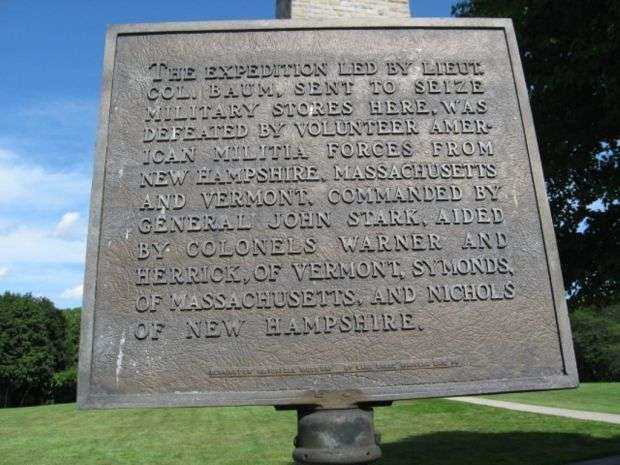 BATTLE OF BENNINGTON REVOLUTIONARY WAR MEMORIAL PLAQUE FRONT