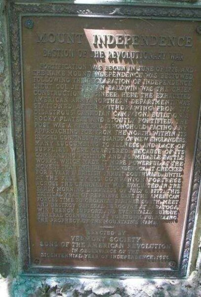 MOUNT INDEPENDENCE REVOLUTIONARY WAR MEMORIAL