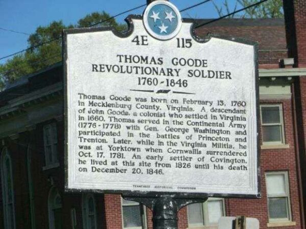 THOMAS GOODE REVOLUTIONARY SOLDIER MEMORIAL MARKER