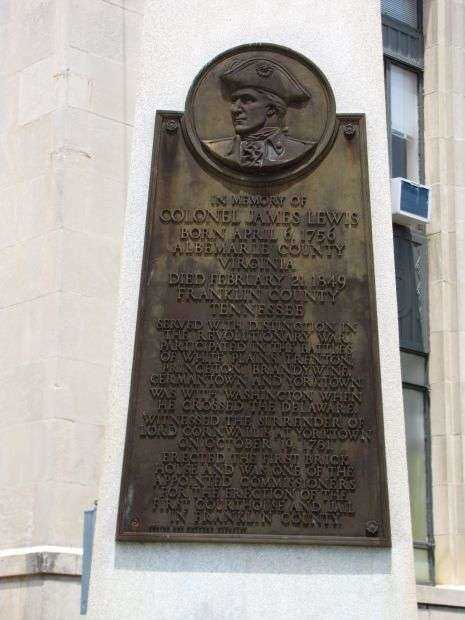 COLONEL JAMES LEWIS REVOLUTIONARY SOLDIER MEMORIAL PLAQUE