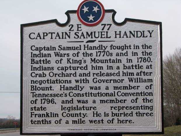 CAPTAIN SAMUEL HANDLY REVOLUTIONARY SOLDIER MEMORIAL MARKER