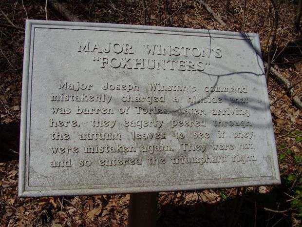 MAJOR WINSTON’S “FOXHUNTERS” REVOLUTIONARY WAR MEMORIAL PLAQUE