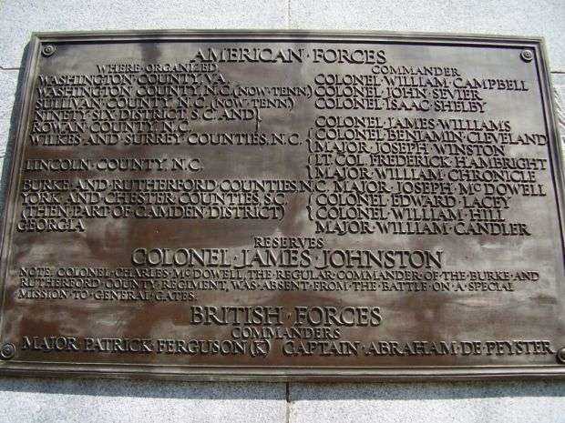 KING’S MOUNTAIN REVOLUTIONARY WAR MEMORIAL PLAQUE III