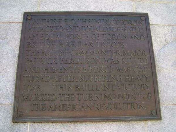KING’S MOUNTAIN REVOLUTIONARY WAR MEMORIAL PLAQUE II