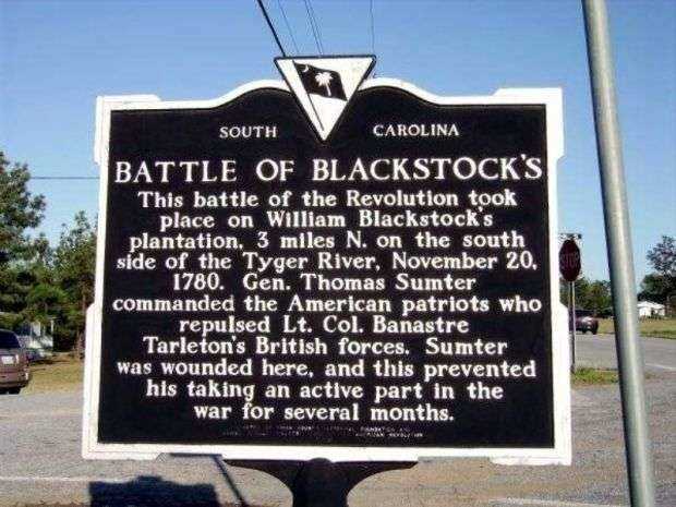 BATTLE OF BLACKSTOCK’S REVOLUTIONARY WAR MEMORIAL MARKER
