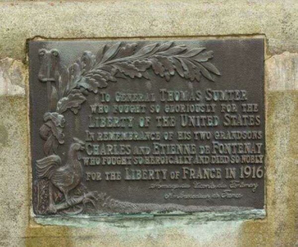 GENERAL THOMAS SUMTER MONUMENT PLAQUE A