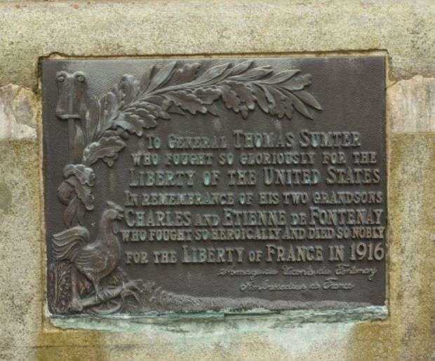 GENERAL THOMAS SUMTER MONUMENT PLAQUE A