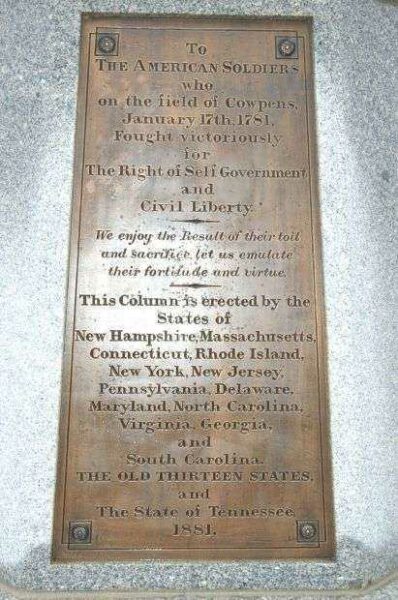 DANIEL MORGAN REVOLUTIONARY WAR MEMORIAL PLAQUE VI