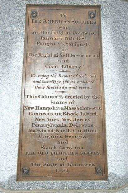 DANIEL MORGAN REVOLUTIONARY WAR MEMORIAL PLAQUE VI