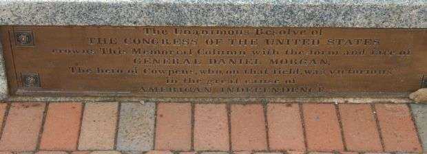 DANIEL MORGAN REVOLUTIONARY WAR MEMORIAL PLAQUE I