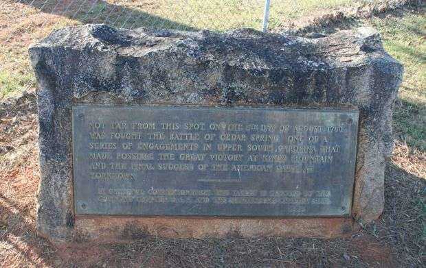 BATTLE OF CEDAR SPRINGS REVOLUTIONARY WAR MEMORIAL