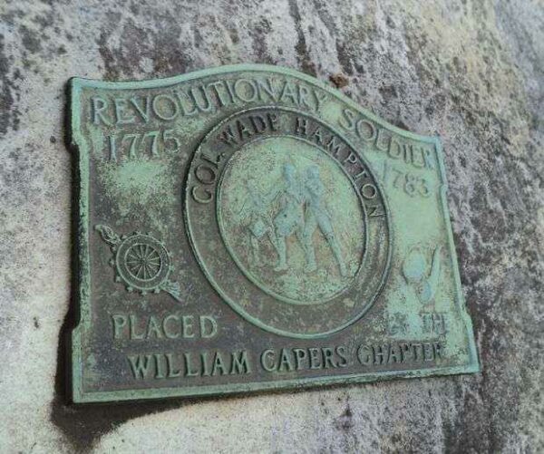 COL. WADE HAMPTON REVOLUTIONARY SOLDIER MEMORIAL PLAQUE