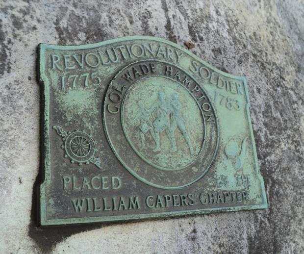 COL. WADE HAMPTON REVOLUTIONARY SOLDIER MEMORIAL PLAQUE