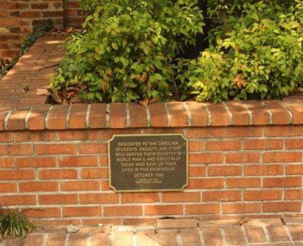 THE CAROLINA STUDENTS, FACULTY, AND STAFF WHO SERVED IN WORLD WAR II MEMORIAL FOUNTAIN PLAQUE