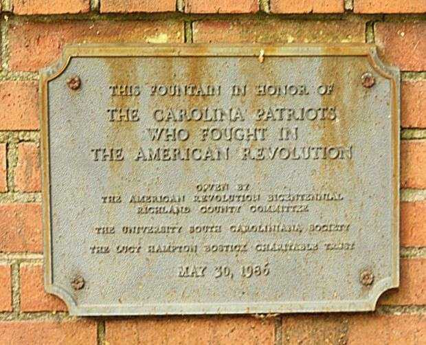THE CAROLINA PATRIOTS MEMORIAL FOUNTAIN PLAQUE
