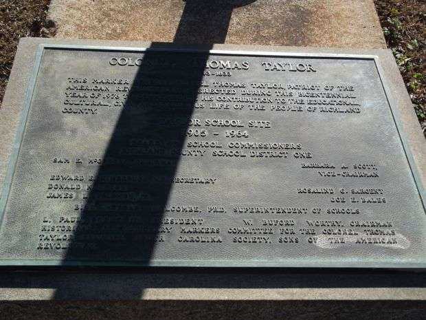 COLONEL THOMAS TAYLOR MEMORIAL PLAQUE