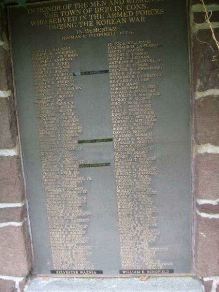 TOWN OF BERLIN KOREAN WAR MEMORIAL PLAQUEW