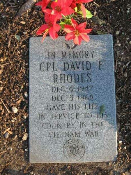 CPL DAVID F RHODES MEMORIAL TREE PLAQUE