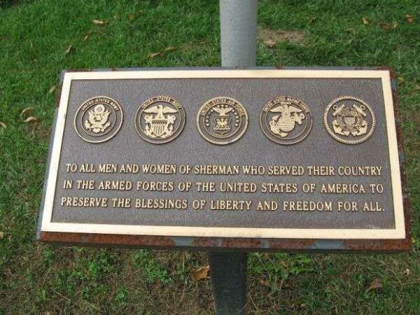 SHERMAN VETERANS MEMORIAL FLAGPOLE PLAQUE
