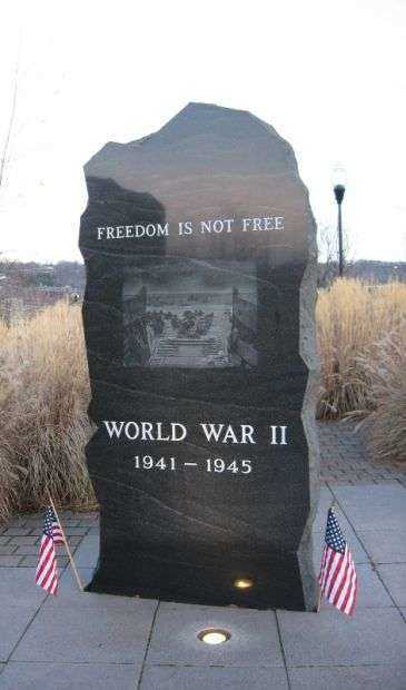 SHELTON VETERANS MEMORIAL WORLD WAR II STONE FRONT