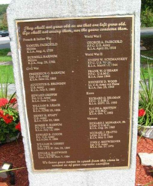 NEW FAIRFIELD VETERANS MEMORIAL BACK