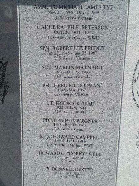 VICTORVILLE VETERANS WAR MEMORIAL HONOR PANEL A