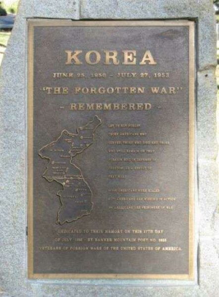 NEVADA COUNTY WAR AND VETERANS KOREAN WAR MEMORIAL PLAQUE