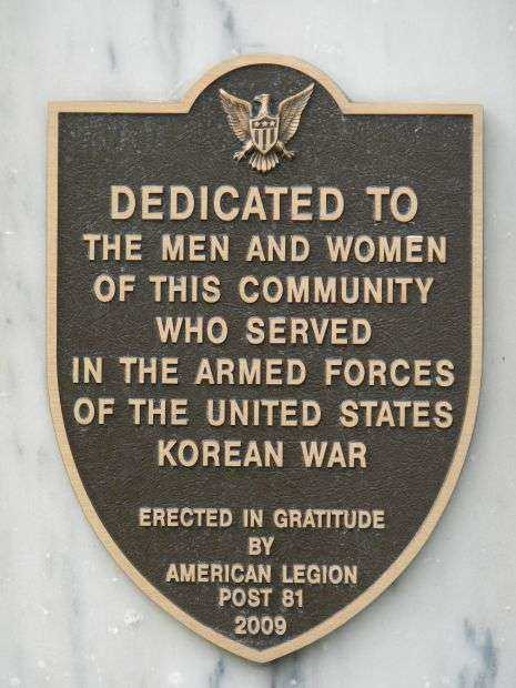 GONZALES VETERANS KOREAN WAR MEMORIAL PLAQUE