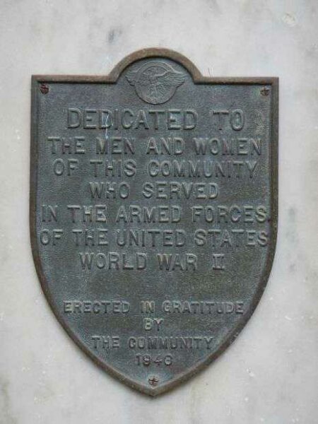 GONZALES VETERANS WORLD WAR II MEMORIAL PLAQUE