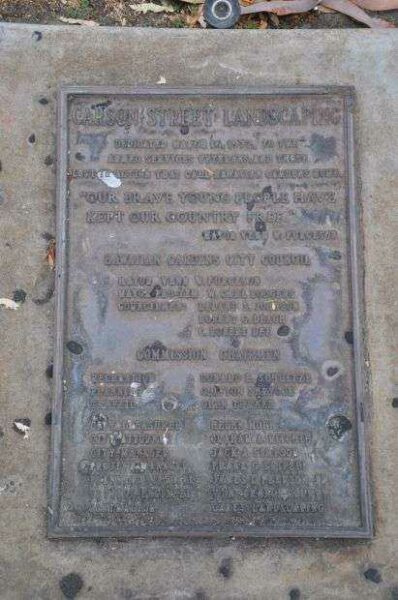 CARSON STREET LANDSCAPING MEMORIAL PALQUE