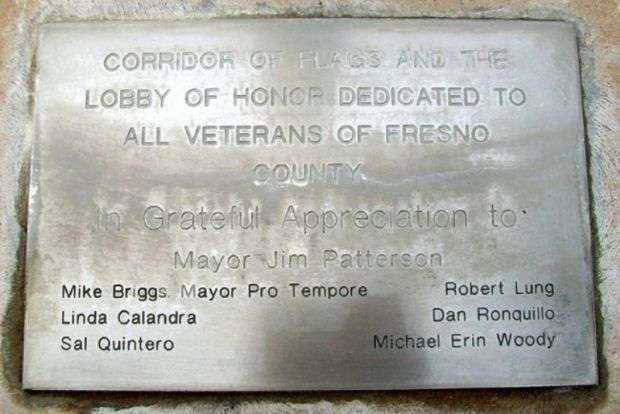 FRESNO CORRIDOR OF FLAGS VETERANS MEMORIAL PLAQUE I