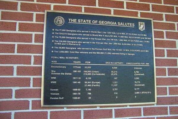 THE STATE OF GEORGIA SALUTES MEMORIAL PLAQUE AUGUSTA