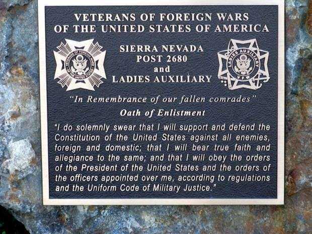 VFW POST 2680 OATH OF ENLISTMENT MEMORIAL PLAQUE