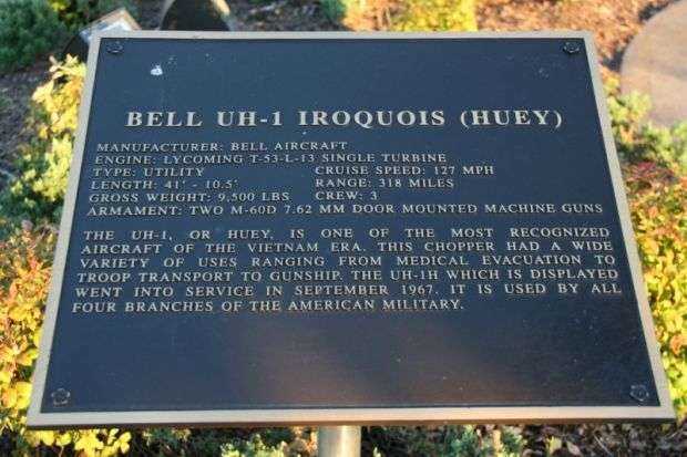 BELL UH-1 IROQUOIS (HUEY) HELICOPTER MEMORIAL PLAQUE