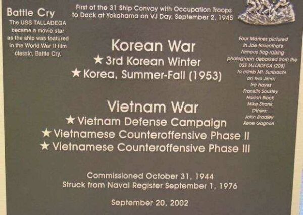 TALLADEGA COUNTY USS TALLADEGA MEMORIAL PLAQUE B
