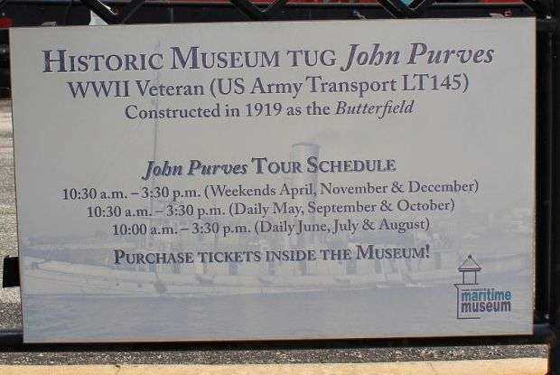 HISTORIC MUSEUM TUG JOHN PURVES WWII VETERAN PLAQUE