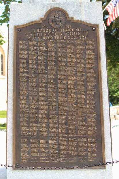 WASHINGTON COUNTY WORLD WAR I MEMORIAL PLAQUE D