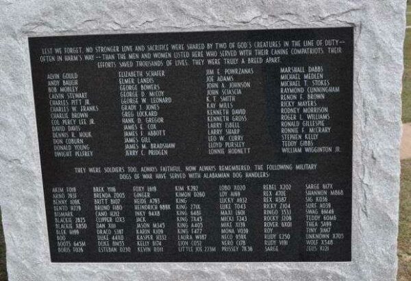 THE ALABAMA WAR DOGS MEMORIAL PLAQUE B