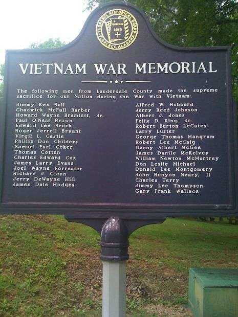 VIETNAM WAR MEMORIAL MARKER OF LAUDERDALE COUNTY