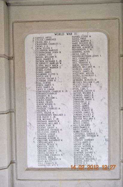 ETOWAH COUNTY WAR MEMORIAL PLAQUE II