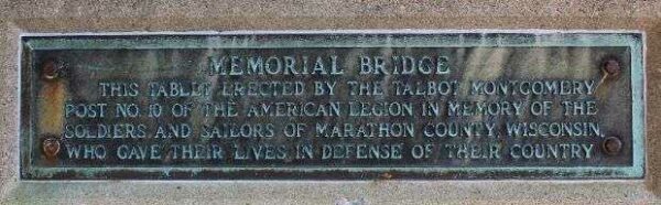 AMERICAN LEGION POST 10 MEMORIAL BRIDGE PLAQUE