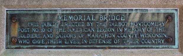 AMERICAN LEGION POST 10 MEMORIAL BRIDGE PLAQUE